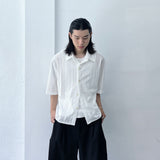Sheer Openwork Knit Short Sleeve Shirt