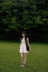 BACK OPEN FLARE MINI DRESS IN IVORY