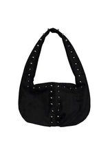 SUEDE STUDDED SHOULDER BAG / BLACK