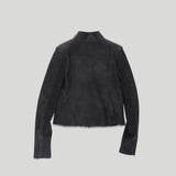 RIBBED SLEEVE LEATHER JACKET