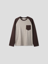 Pocket raglan mix-color long sleeves 3color