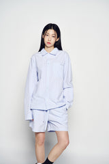 25SS STRIPE SET-UP LOOSE FIT SHORT PANTS BLUE