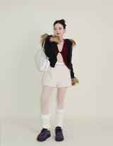 デッカウルフジョットフード付きファーニットジップアップジャケット (Wool Jacket)