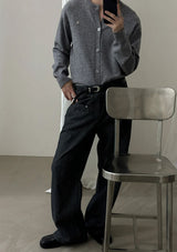 [ESSENTIAL LINE] Round neck basic cardigan(2color)