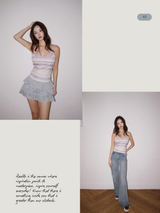 Purple Lace Stripe Sleeveless T-shirt 2