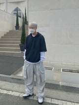 Platinum Grey Nylon Cargo Balloon Pants 2C