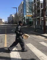 No.1631 ストライプパッチブラックデニムパンツ