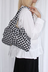 check ribbon shoulder bag
