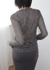 FLOWER LACE SLEEVE TEE (3color)