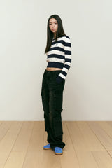 VINTAGE CARGO WIDE-FIT DENIM PANTS [BLACK]