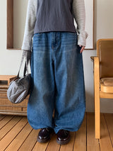 [unisex] Ryuaf Washing Wide Denim Pants