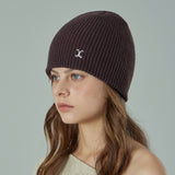 VA Curved Logo Waffle Beanie / Dark Brown