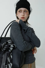 モックセミタートルネックTシャツ＿チャコール