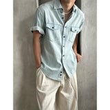 [S/S] Two pocket denim half shirts (3color)