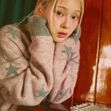 Two way Star Jacquard Knit (grey/pink)