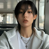 ダブルクロスレイヤードファッションストリートムードアクセサリーメンズユニセックスネックレスフォアウーマン