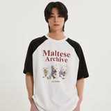 マルチーズアーカイブラグランハーフスリーブTシャツ
