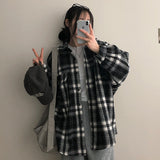 Furden Wool Lining Pocket Oversized Checkered Shirt Jacket