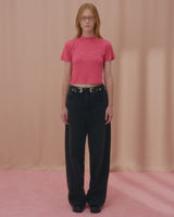 テキストバタフライクロップTシャツ-PINK