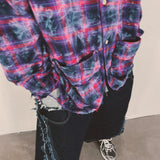 smoke wash check shirt_purple