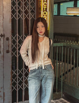 [Muffler set] Nana Wool V-neck Knit