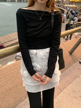 [MADE] Roel le Off-Shoulder Shirring T-shirt
