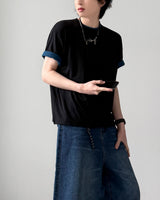 [1+1] クロップレイヤード半袖Tシャツ