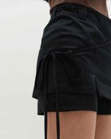 Ribbon Tied Mini Skirt Pants _ BLACK