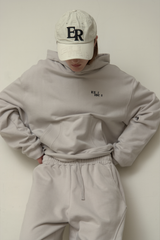 EEERRR Basic logo needlework hoodie (Gray)