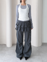pleated wrap skirt pants (2color)