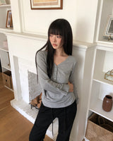 Tinel Shirring Roll-Up Long Sleeve T-Shirt