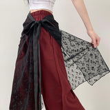 Koshin Strap See-through Lace Layered Wrap Skirt