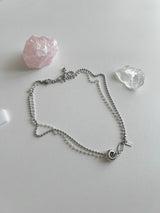 um Pearl Stainless Steel Two Lines Hip Bold Ball Layered Short Choker Wedding Necklace