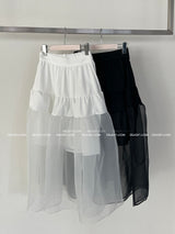 cancan frill see-through see-through long skirt