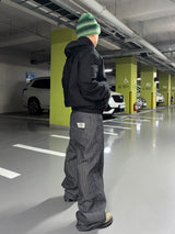 Patched Denim Straight Pants