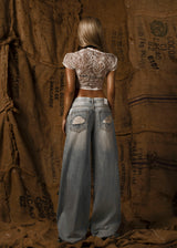 Mother See Through Floral Lace Top