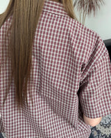 ケアツーポケットクロップチェックシャツ