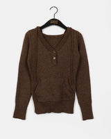 Golds heart button pocket hooded knitwear