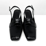 ブラックエナメルセミスクエアギークシックスリングバッグ (Black)