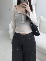 Slim button T-shirt (2 colors)