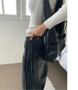 Dual Switch Gradient Flap Pocket Two-Way Snap Wide Pants (3 Colors)