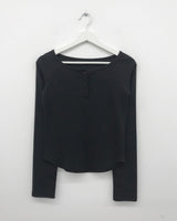 Liège button boat neck t-shirt (3color)