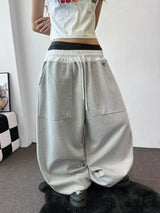 Seazny Contrast Side Pintuck Balloon Pants with Keyring 4color