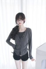 シャーリングレイヤード長袖Tシャツ