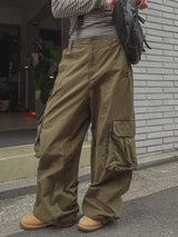 カネビンテージウォッシングストリングカーゴパンツ