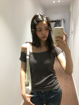 ショー リップル オフショルダー Tシャツ (4color)