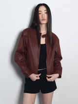 クラックレザーバイカージャケット_Burgundy