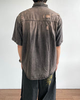 Groot damage denim short-sleeved shirt