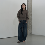 BANDING CROPPED COTTON JACKET (KHAKI BROWN)