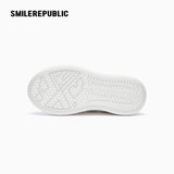 Cream Smile Toe Platform Sneakers, Unisex Low Top Lace Up Shoes